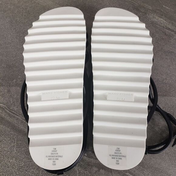 Marc Fisher Sandals Womens 7.5 Black Joylyn Strappy Sport Flat Shoes - Picture 7 of 10